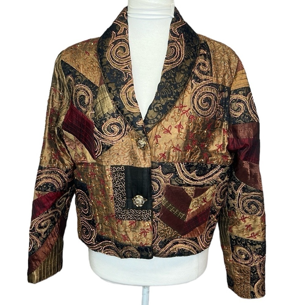 Sandy Starkman Mixed Media Quilted Jacket